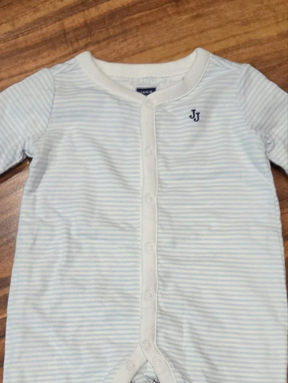 Janie and Jack NWT 0-3 Months Blue Stripe Footed One-Piece with Reversible Hat